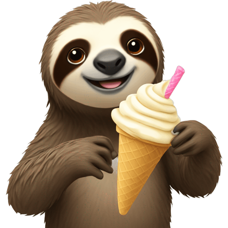 Sloth eating ice cream emoji