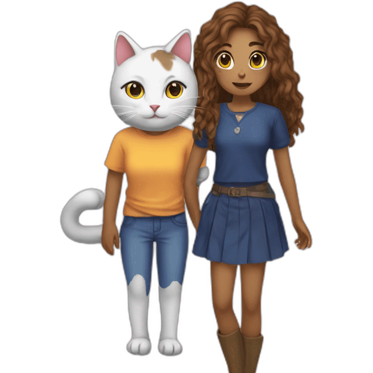 a cat and girl roleplay showing emoji