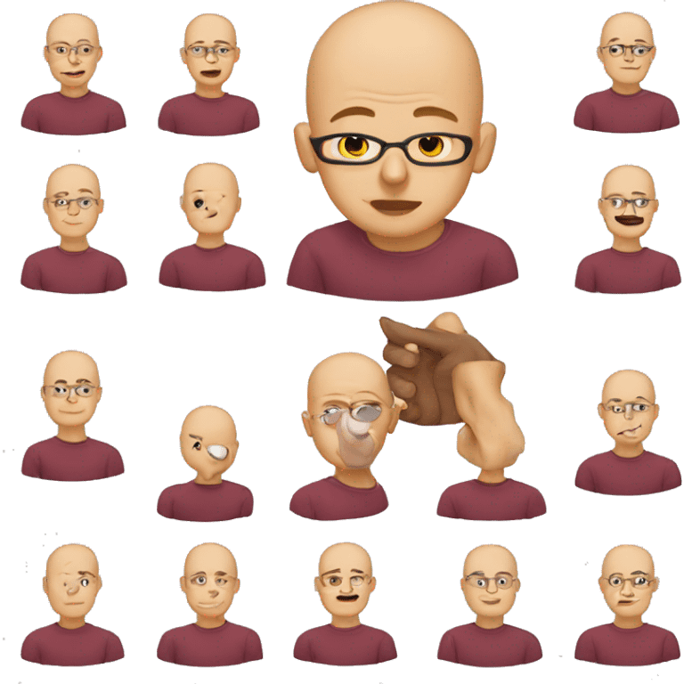 Bald teacher, no glasses, t-shirt emoji