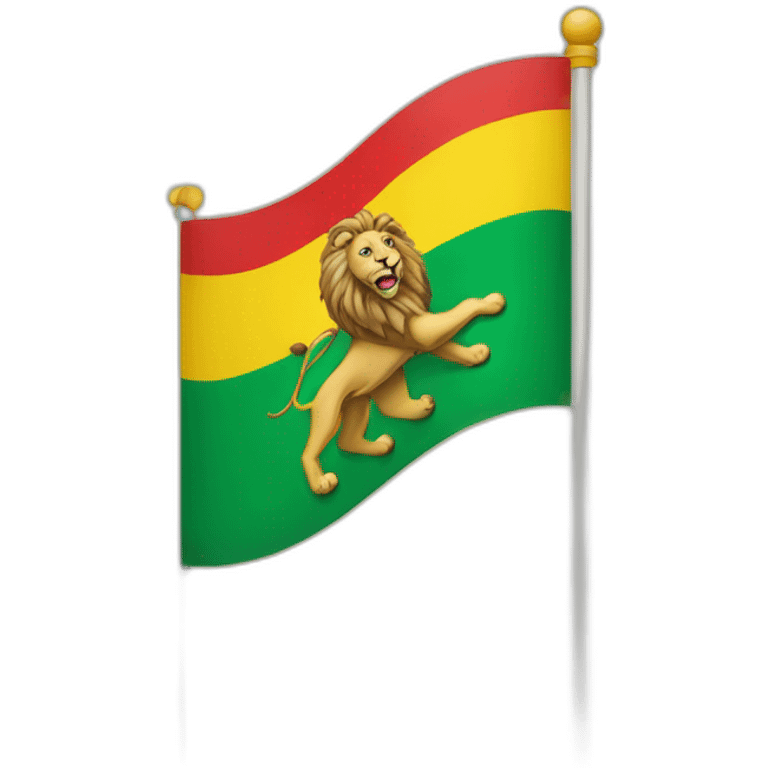 Green, yellow and red flag with lion of Judah at the center emoji