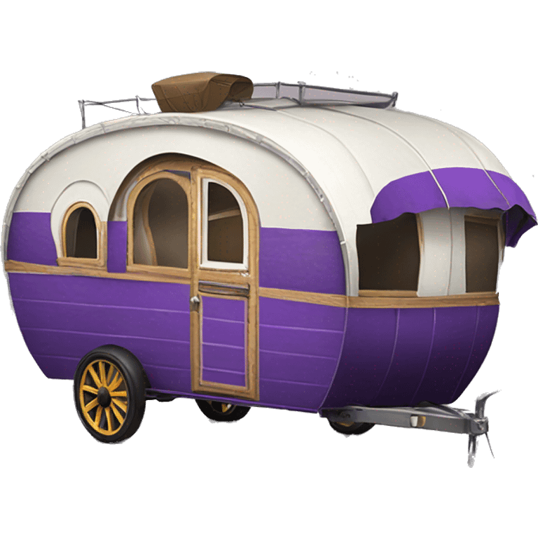 Realistic purple vintage round gypsy caravan wagon camper emoji