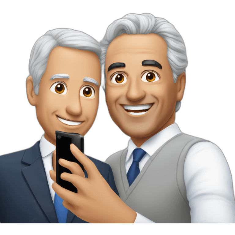 Marcelo Rebelo de Sousa taking a selfie with António Costa emoji