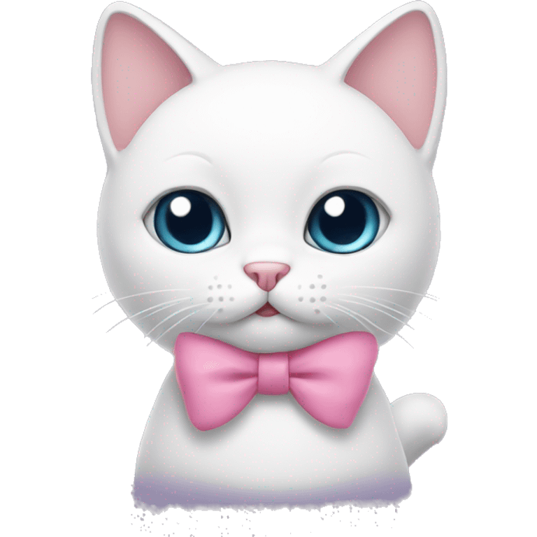 white cartoon cat with pink bow emoji