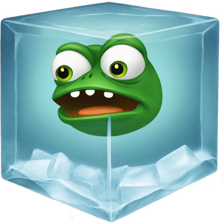 pepe the frog inside an icecube emoji