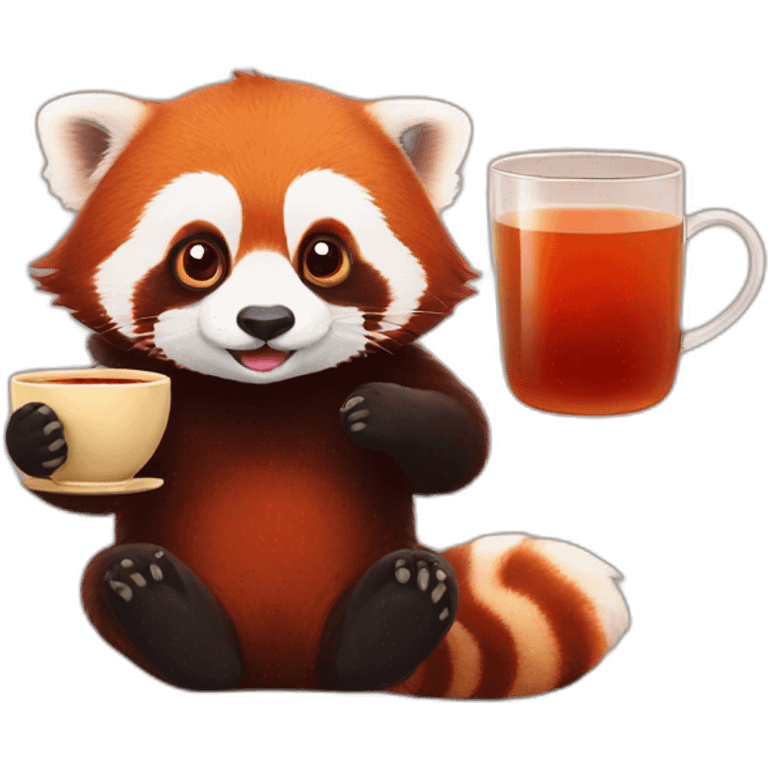 red panda with tea emoji