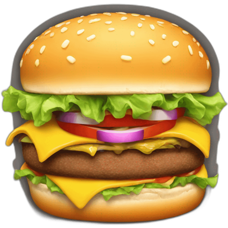 face of man taking bit of big burger with big mouth emoji