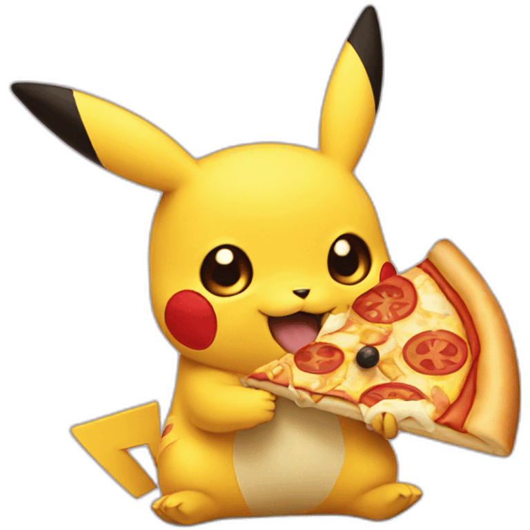 Pikachu eating pizza emoji