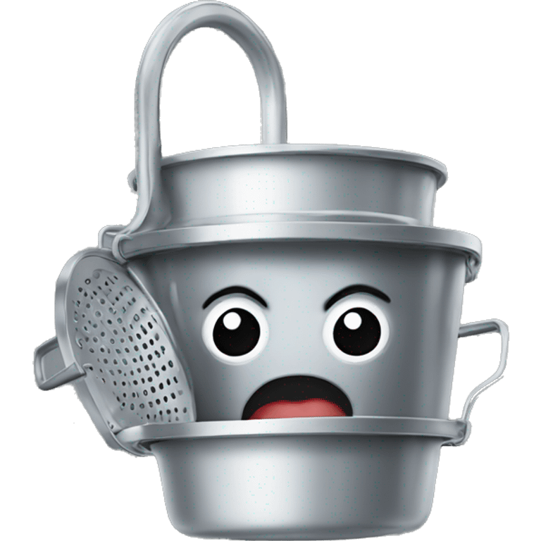 strainer with eyes and mouth emoji