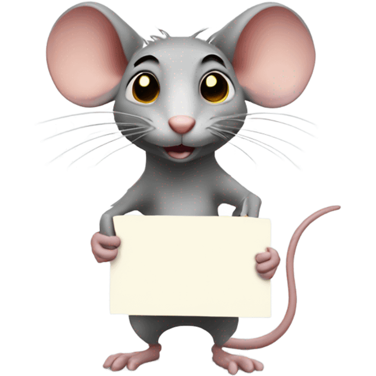 A rat looks to the right, holding a blank sign emoji