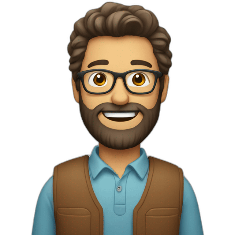 happy bearded man with glasses emoji