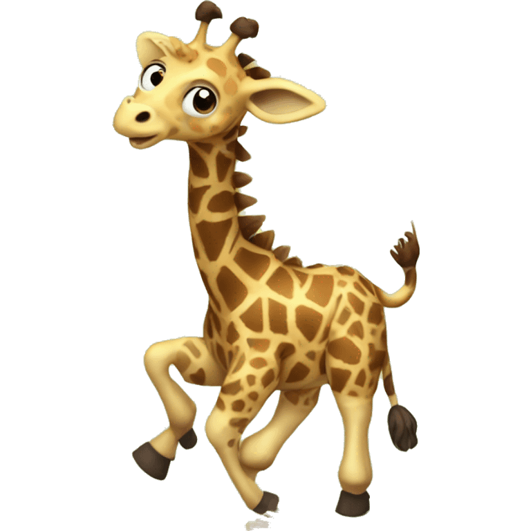 Giraffe riding a pinecone emoji