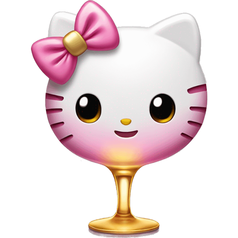 Hello kitty with a glass of champagne  emoji