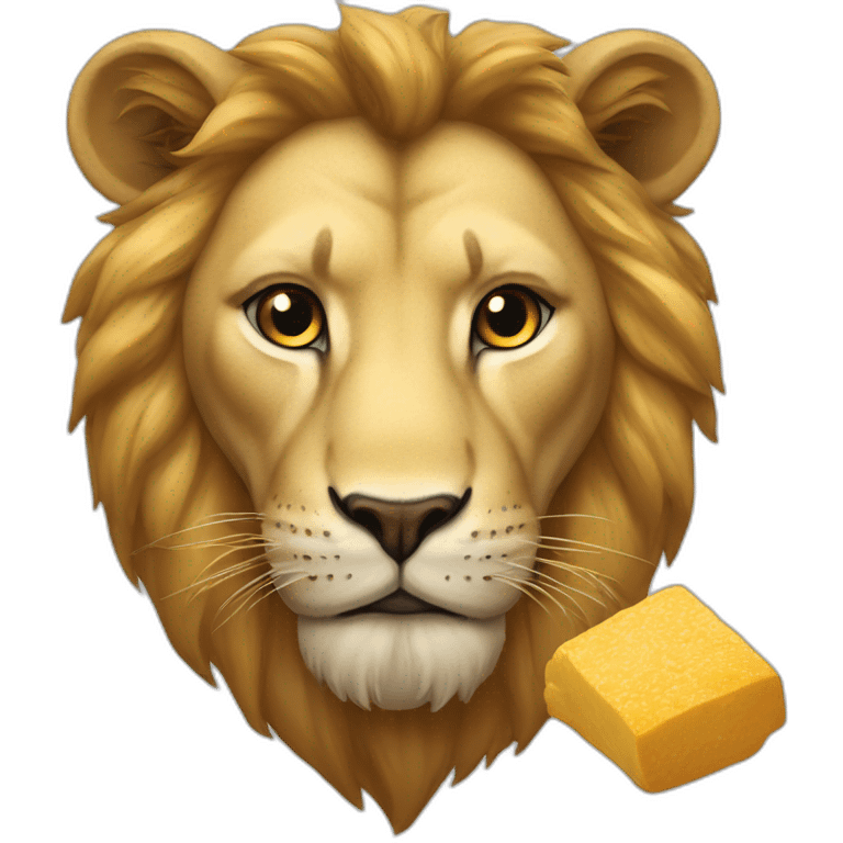 Lion qui mange une pierre emoji