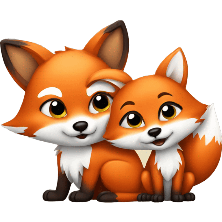 Fox and baby fox emoji