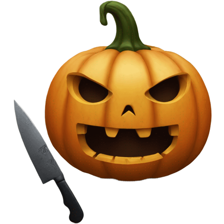 Spooky pumpkin with a knife  emoji