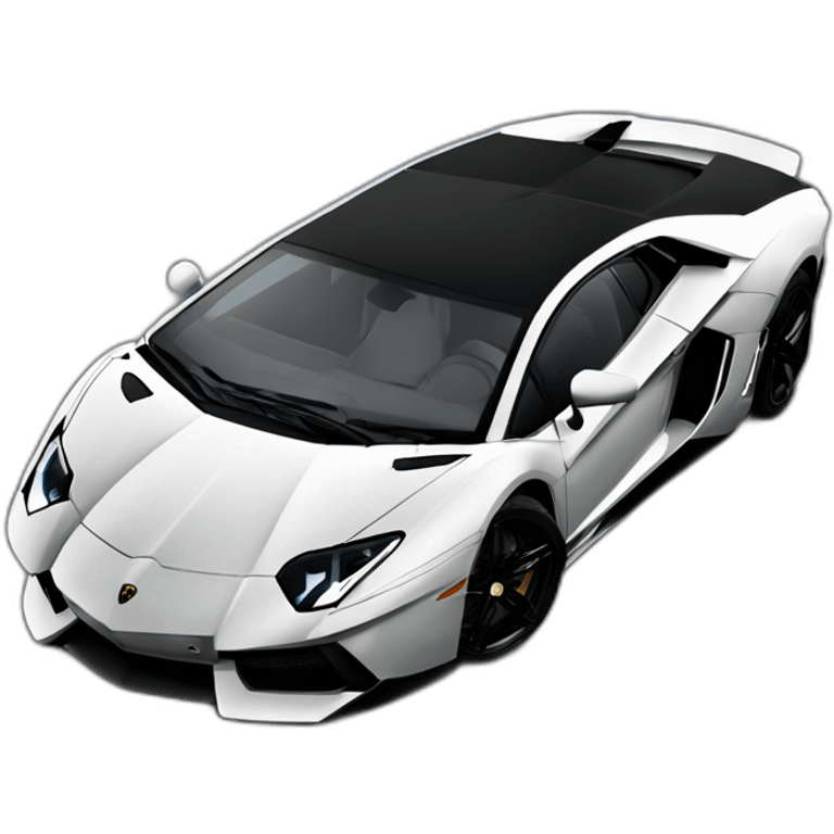 one lamgorghini aventador in black from outside emoji