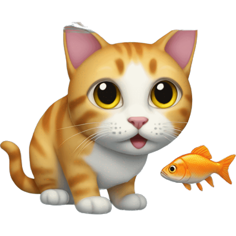 Cat looking at fish  emoji