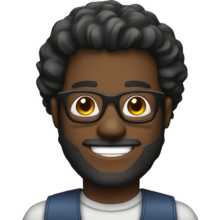 smiling bearded black man in glasses emoji