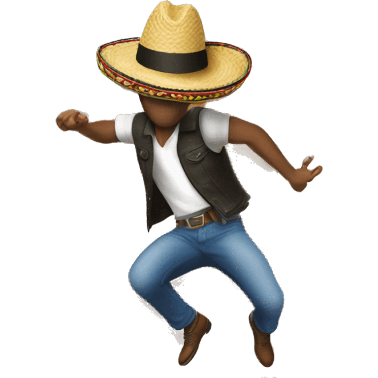 guy with sombrero jumping over wall emoji