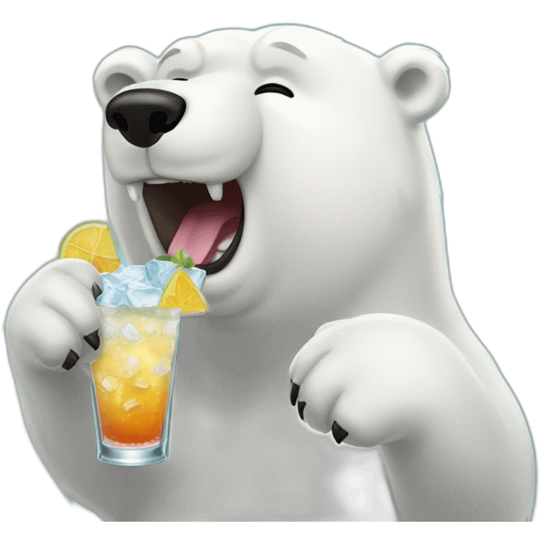 ICE Bear trinking a Cocktail emoji