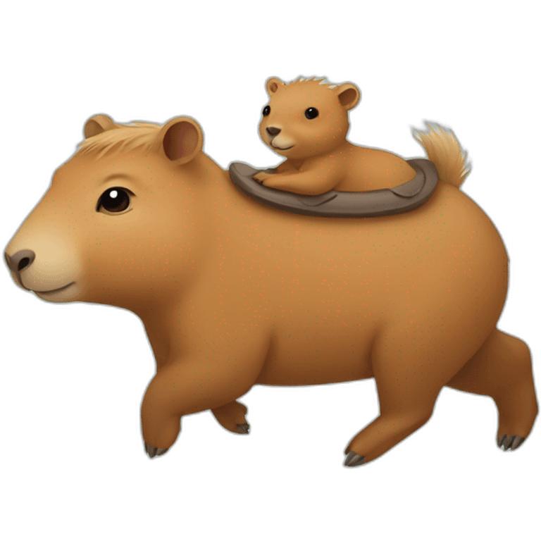 little capybara riding on capybara emoji