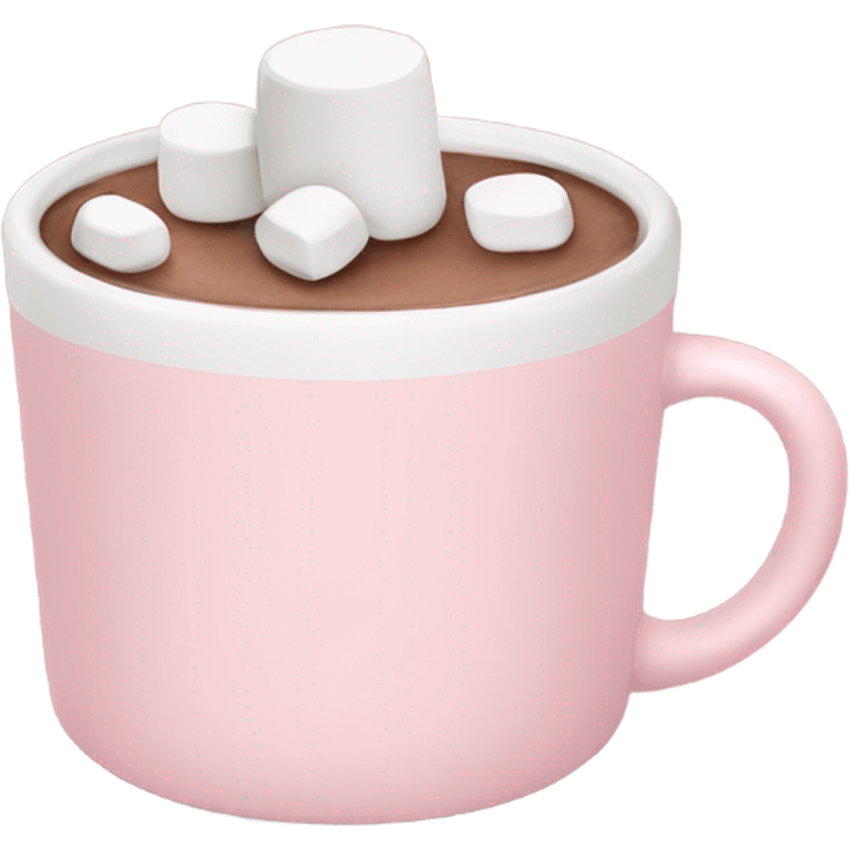 Light Pink mug of hot chocolate with marshmallows  emoji