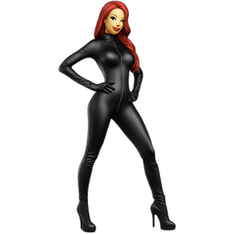 Bianca Beauchamp hyperréalisme in catsuit full body emoji