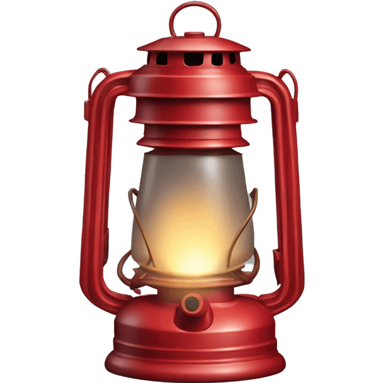 Realistic red lit camping lantern lisolated. emoji