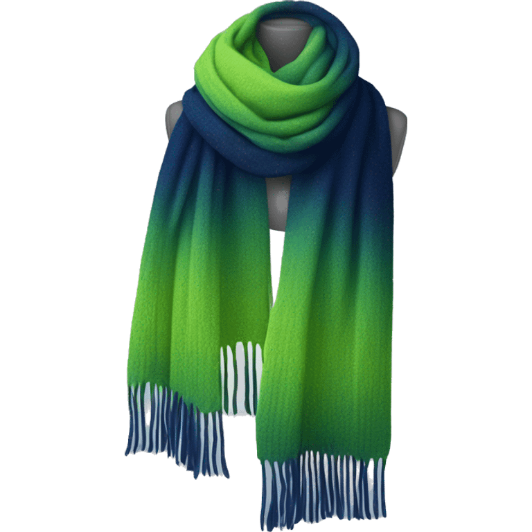 Realistic navy blue to lime green ombre winter scarf isolated. emoji