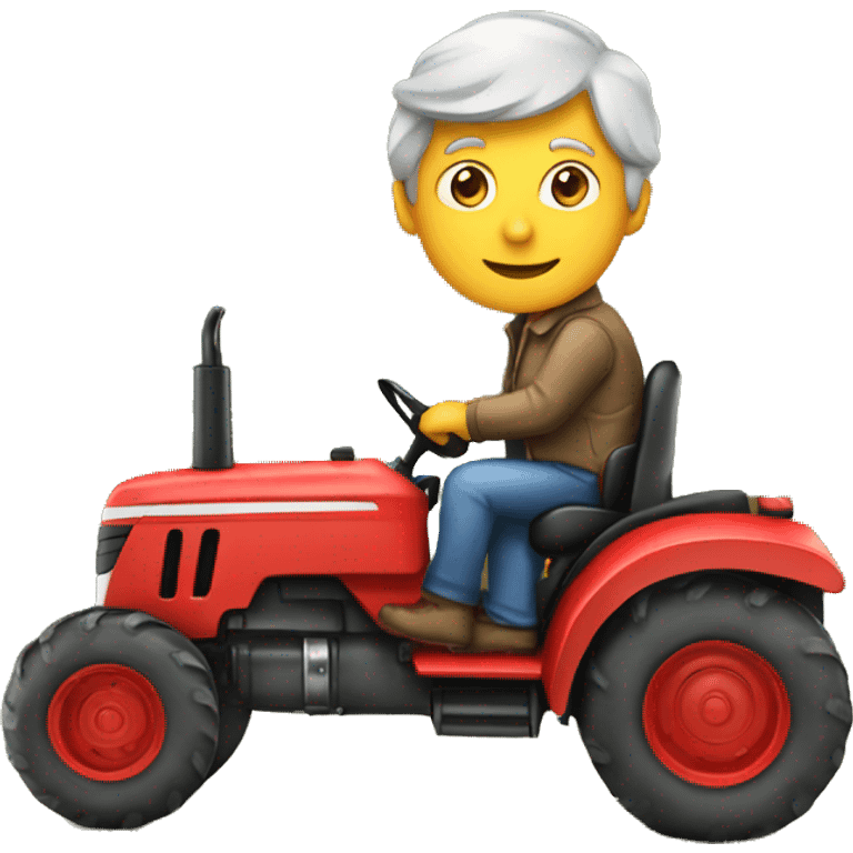 Man driving red tractor  emoji