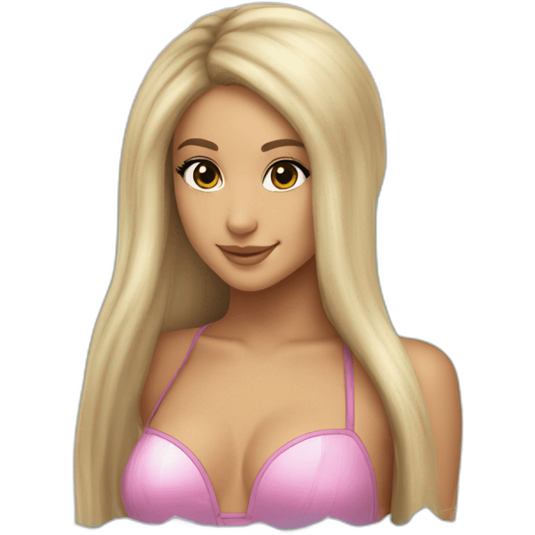 Ariana Grande, blonde debout maillot de bain, emoji