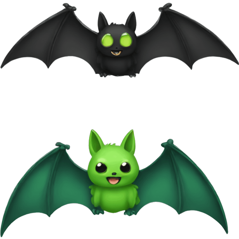 Black bat green wings emoji