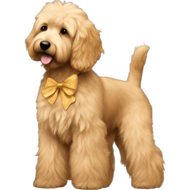 Golden doodle with bows emoji