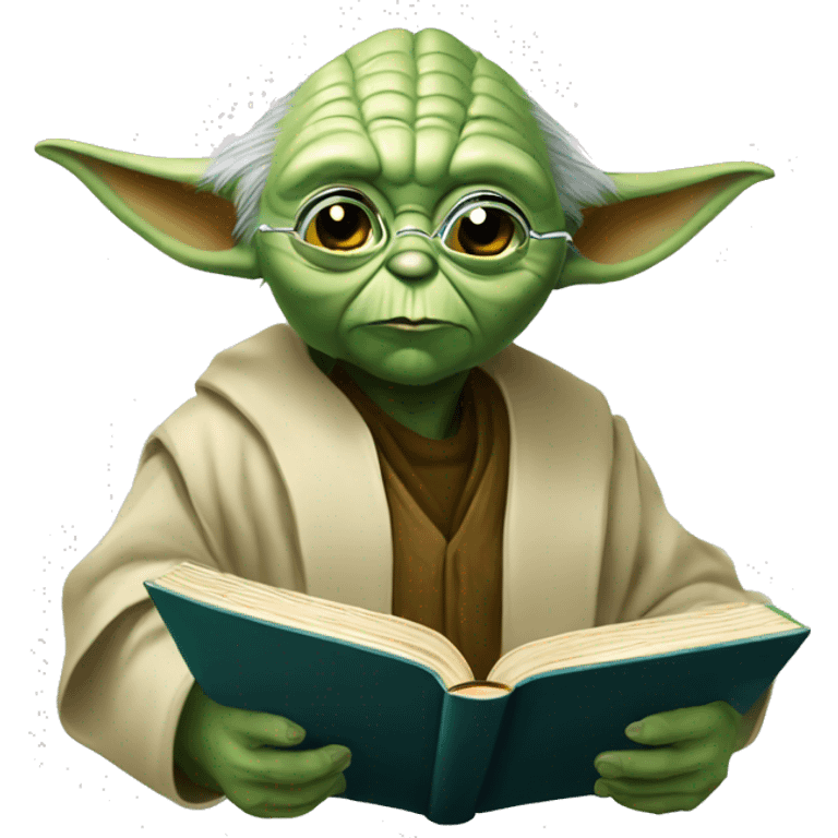 Master Yoda with a magnifying glass and a book  emoji