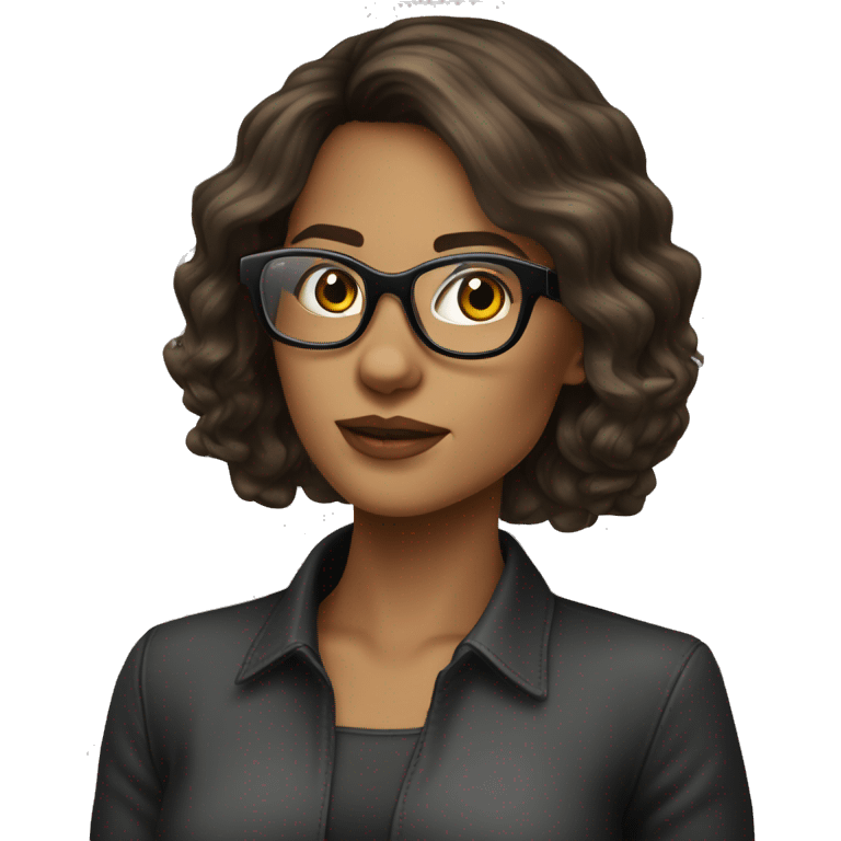 femme brune cheveux noirs courts lunettes transparentes emoji