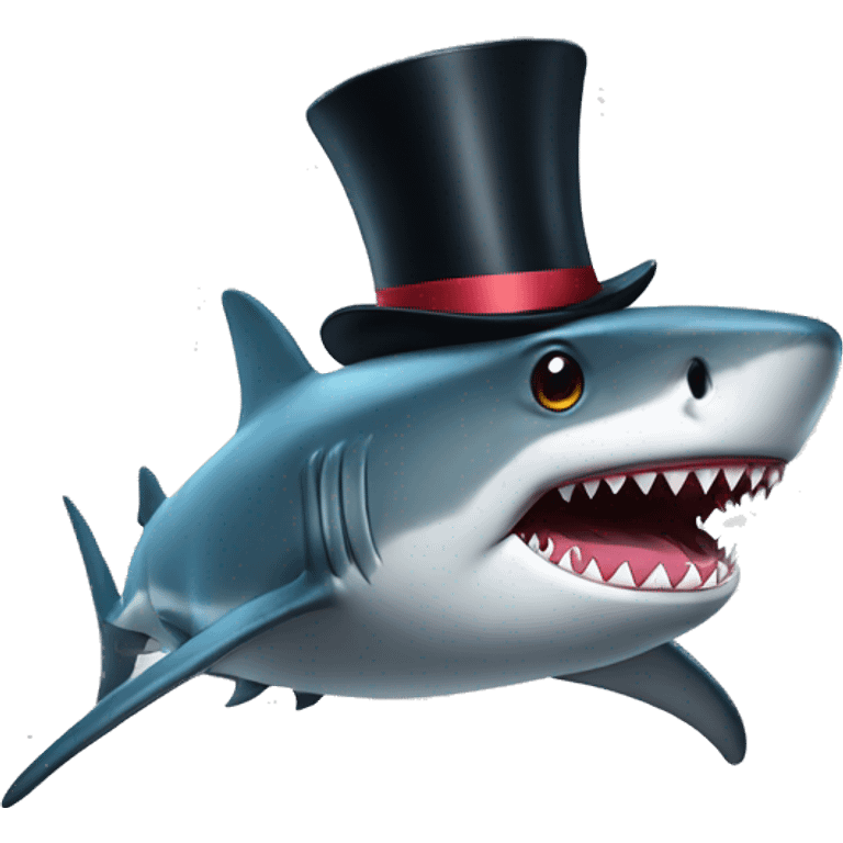 Shark with a top hat emoji