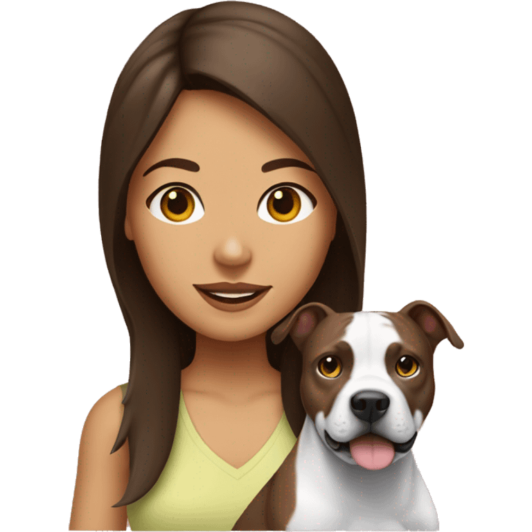 brunette girl and her pitbull emoji