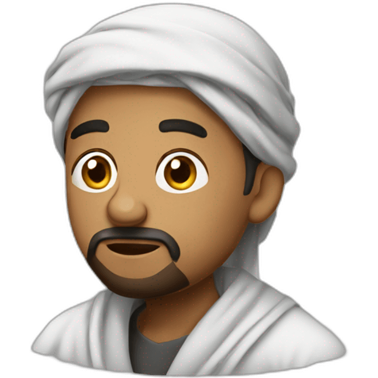 a muslim man with his robe feeling confused emoji