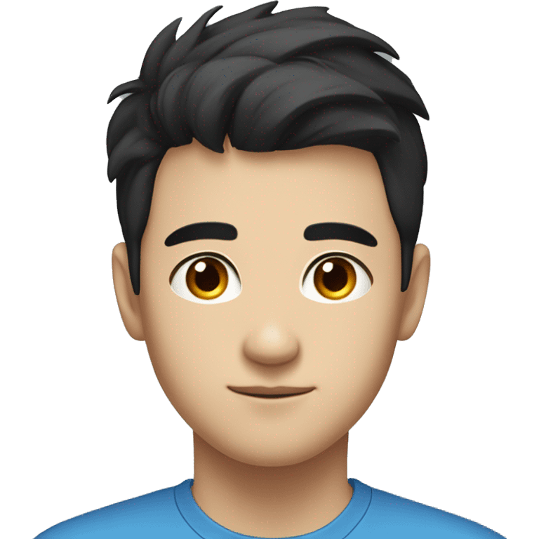 Young male with black hair, small eye but not chinese, with blue shirt, very proessional. One picture only. Handsome emoji