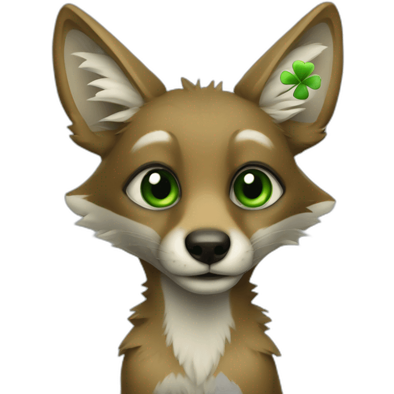 Jackal holding lucky clover emoji