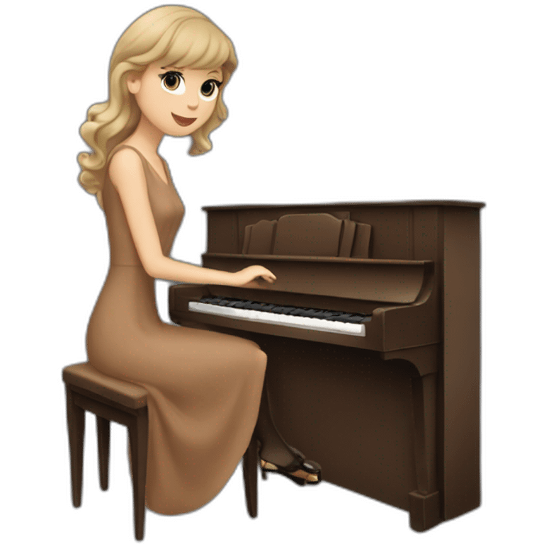 Taylor Swift with a brown dress and she playing piano emoji