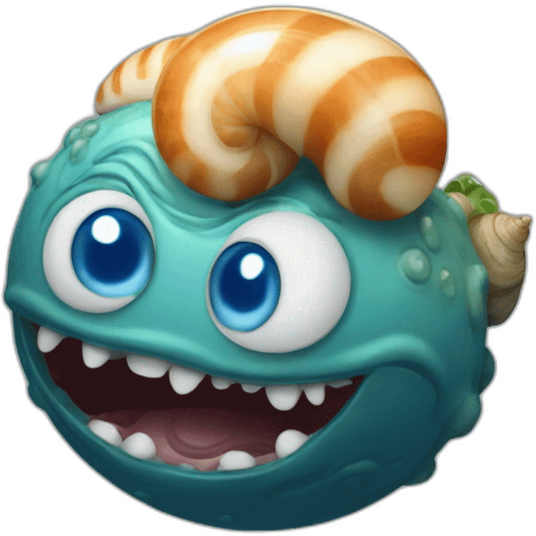 planet Neptune with a cartoon nauseated snail face emoji