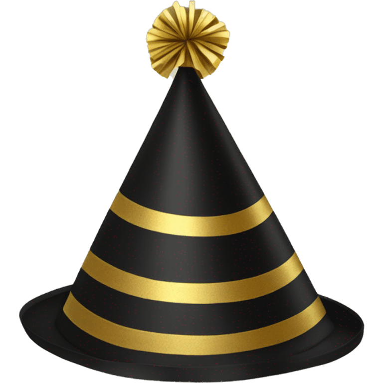 New Year's party hat black gold with strings sticking out emoji