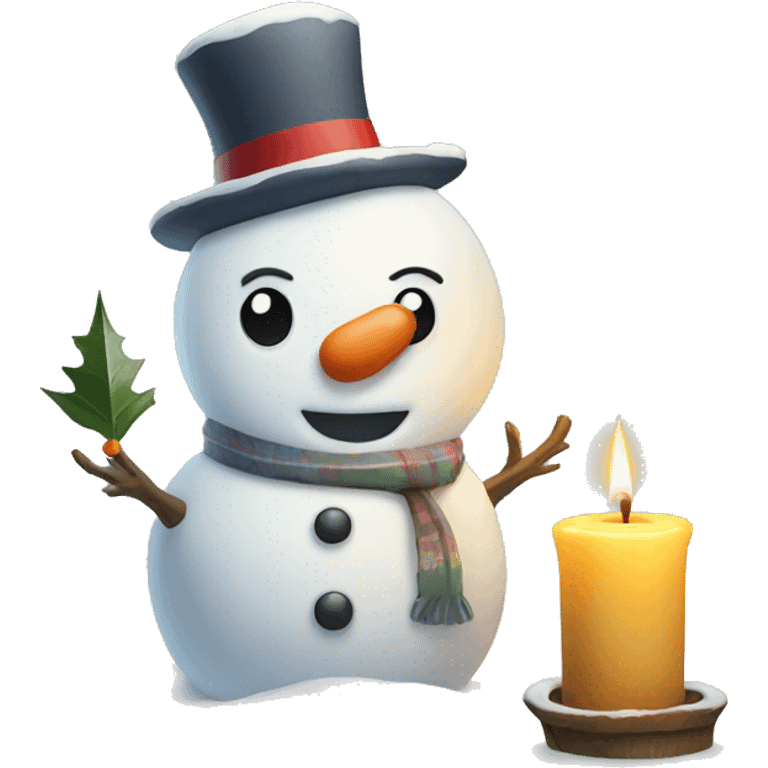 snowman with candle emoji