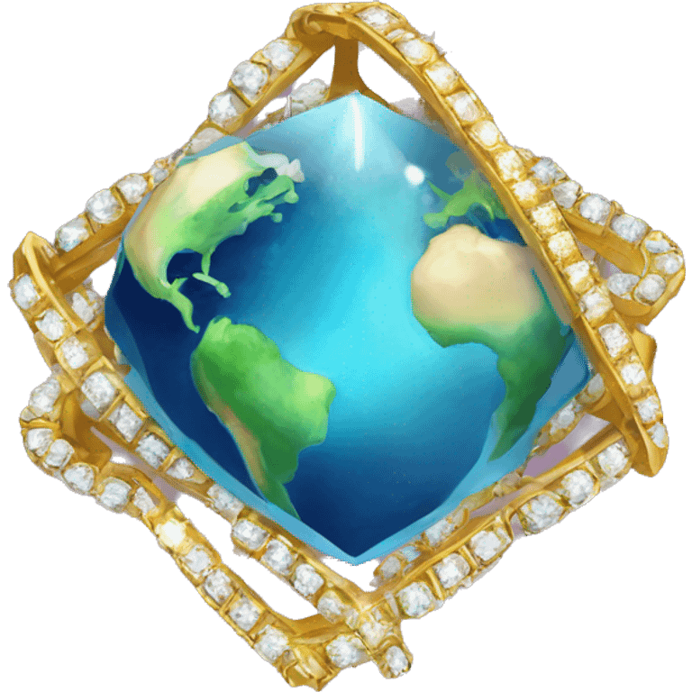 /imagine prompt: a diamond chain of the lettre "X" on the planet earth emoji