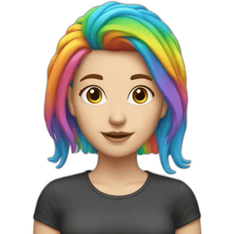 White Girl with rainbow hair emoji