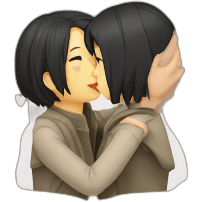 Lesbian couple kiss asian emoji