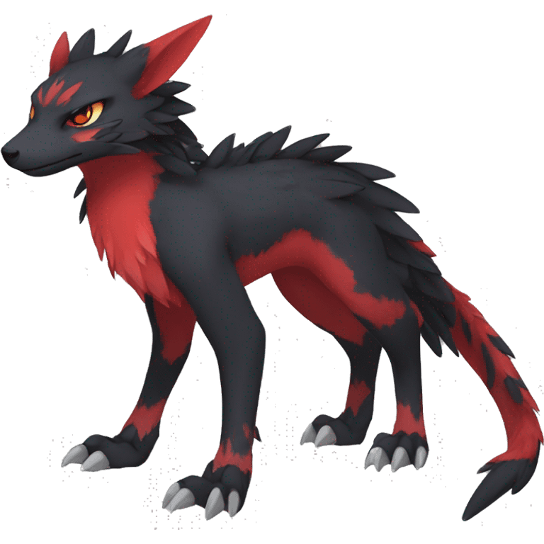 Anthro Cute cool black red nargacuga animal hybrid Fakemon full body emoji