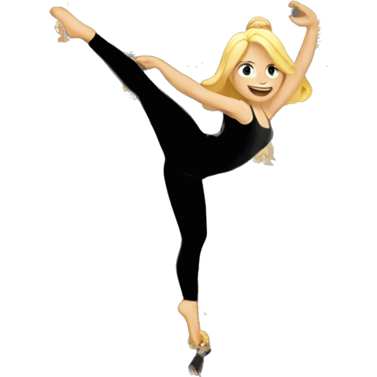 blonde girl dancing in black emoji