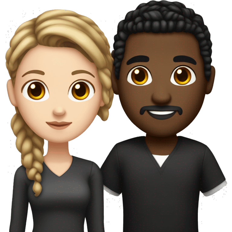 white girl with brown hair and black man with cornrows not dark skinned but not light skinned  emoji